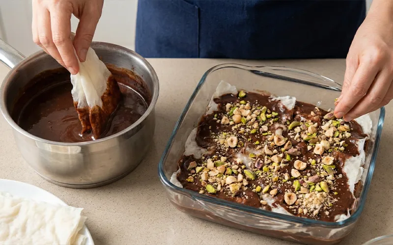 Çikolatalı güllaç hazırlık , sağlıklı ramazan keki , dilara göze online diyetisyen