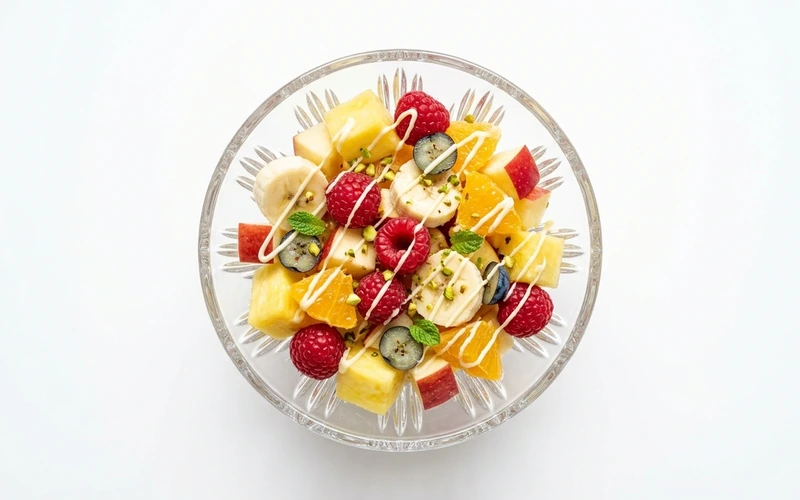Diyet Beyaz Çikolata Soslu Meyve Salatası Tarifi