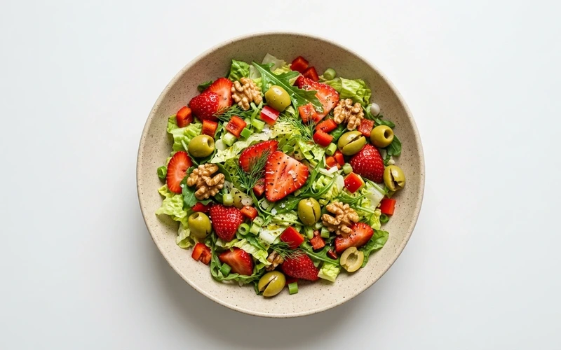 Diyet Çilekli Zeytinli Salata Tarifi