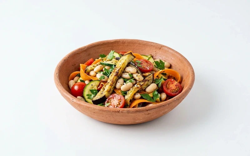 Diyet Kuru Fasulyeli Patlıcanlı Salata Tarifi