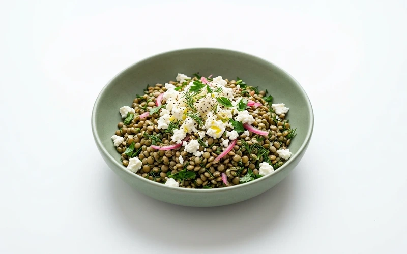 Diyet Lor Peynirli Yeşil Mercimek Salatası Tarifi
