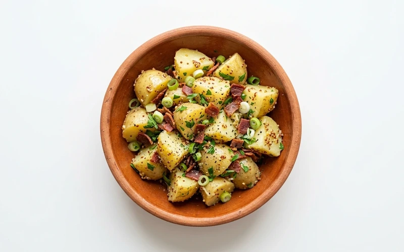 Diyet Pastırmalı Hardallı Patates Salatası Tarifi