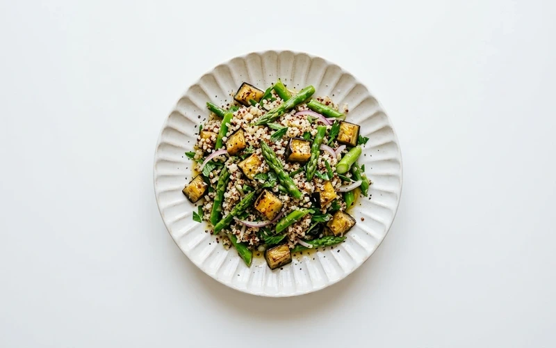 Diyet Patlıcanlı Kuşkonmazlı Salata Tarifi